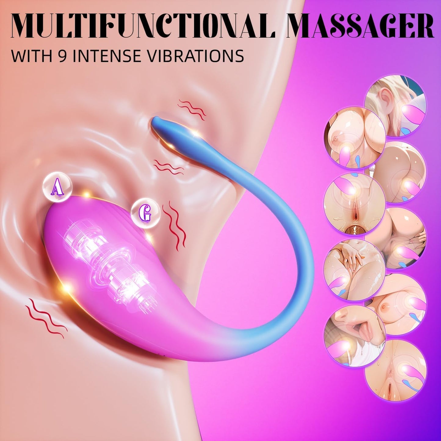 Vibrador para parejas, juguetes sexuales para mujer, vibradores anales de punto G para clítoris con 9 modos de vibración intensos y control remoto de aplicación - Sex Shop 502