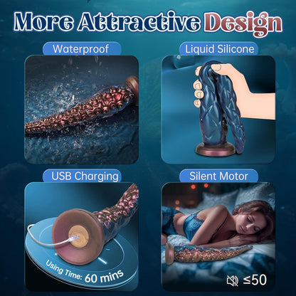 Consolador de tentáculo con vibrador de 14.6 pulgadas, consolador anal monstruoso de 14.6 pulgadas, aplicación y control remoto, multivibraciones, con ventosa U y punto G, consoladores