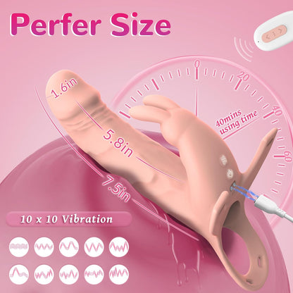 arnés de consolador extensor de manga para el pene, juguetes para adultos con 10 modos de vibración, aplicación de control remoto, vibrador lesbiano con consolador hueco de 5.8