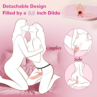 arnés de consolador extensor de manga para el pene, juguetes para adultos con 10 modos de vibración, aplicación de control remoto, vibrador lesbiano con consolador hueco de 5.8