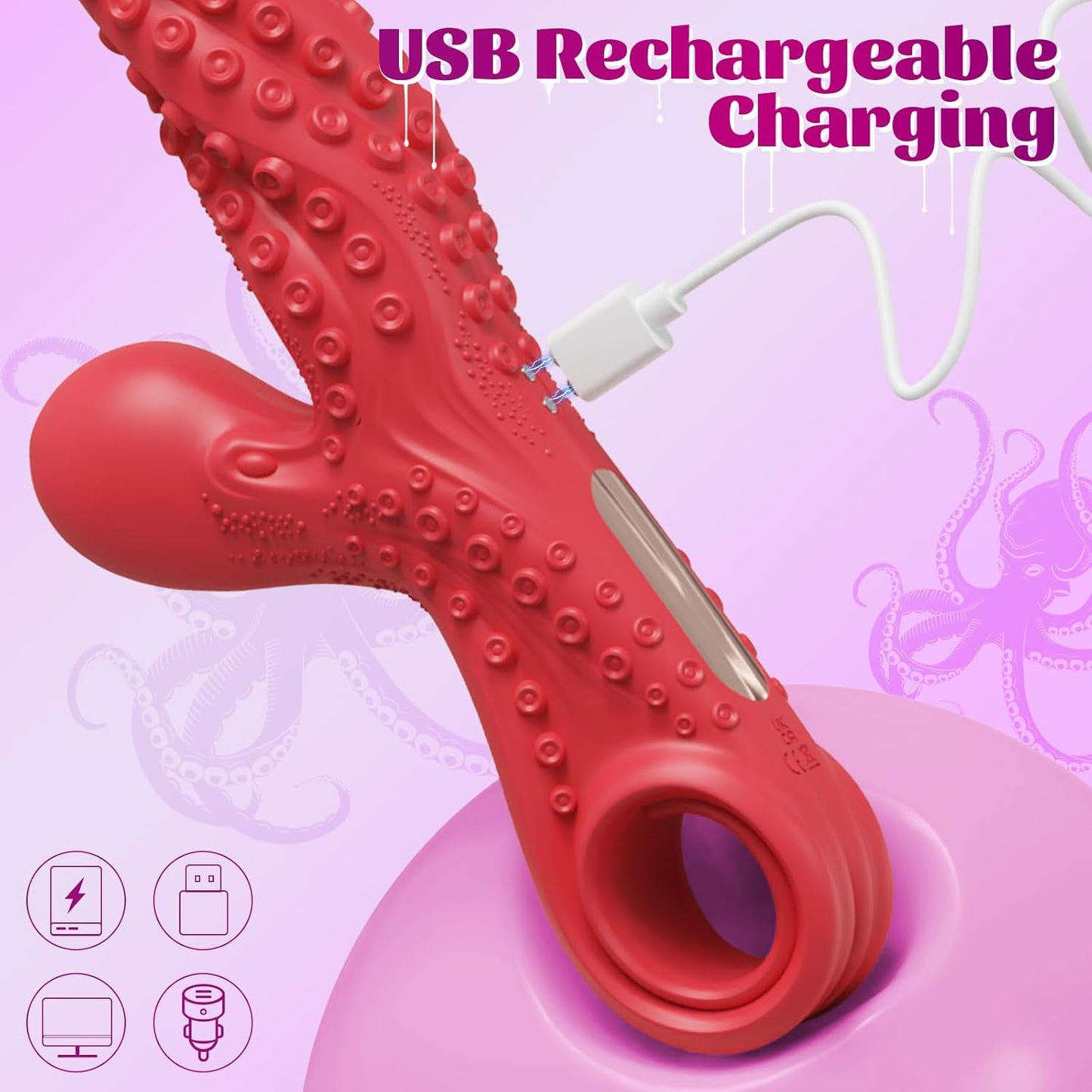 Consolador vibrador monstruo G Spot Vibrador, juguetes sexuales para parejas, pulpo, tentáculo, clítoris, vibrador con 9 modos potentes,