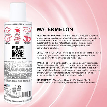 Lubricante personal a base de agua con sabor a sandía | Lubricante premium sin azúcar, seguro para condones, para hombres, mujeres y parejas