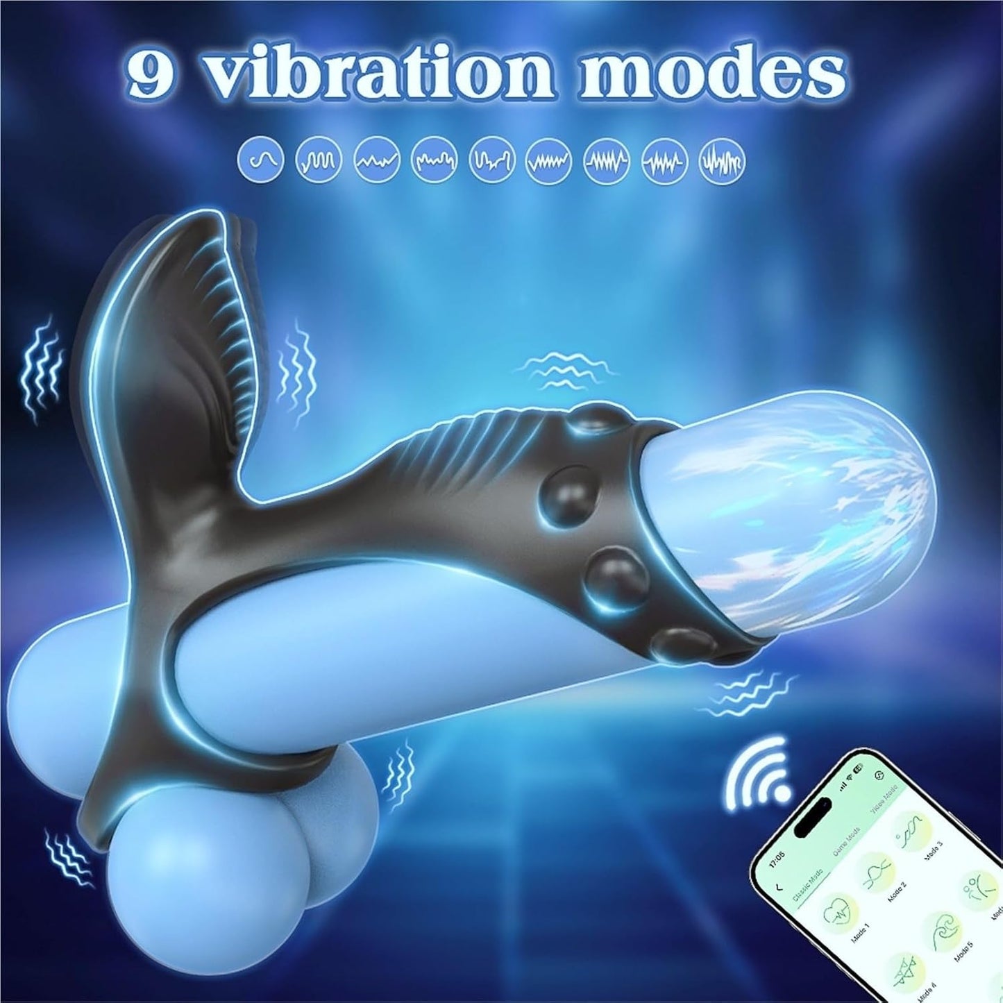 Anillo vibratorio para pene con Control por aplicación,