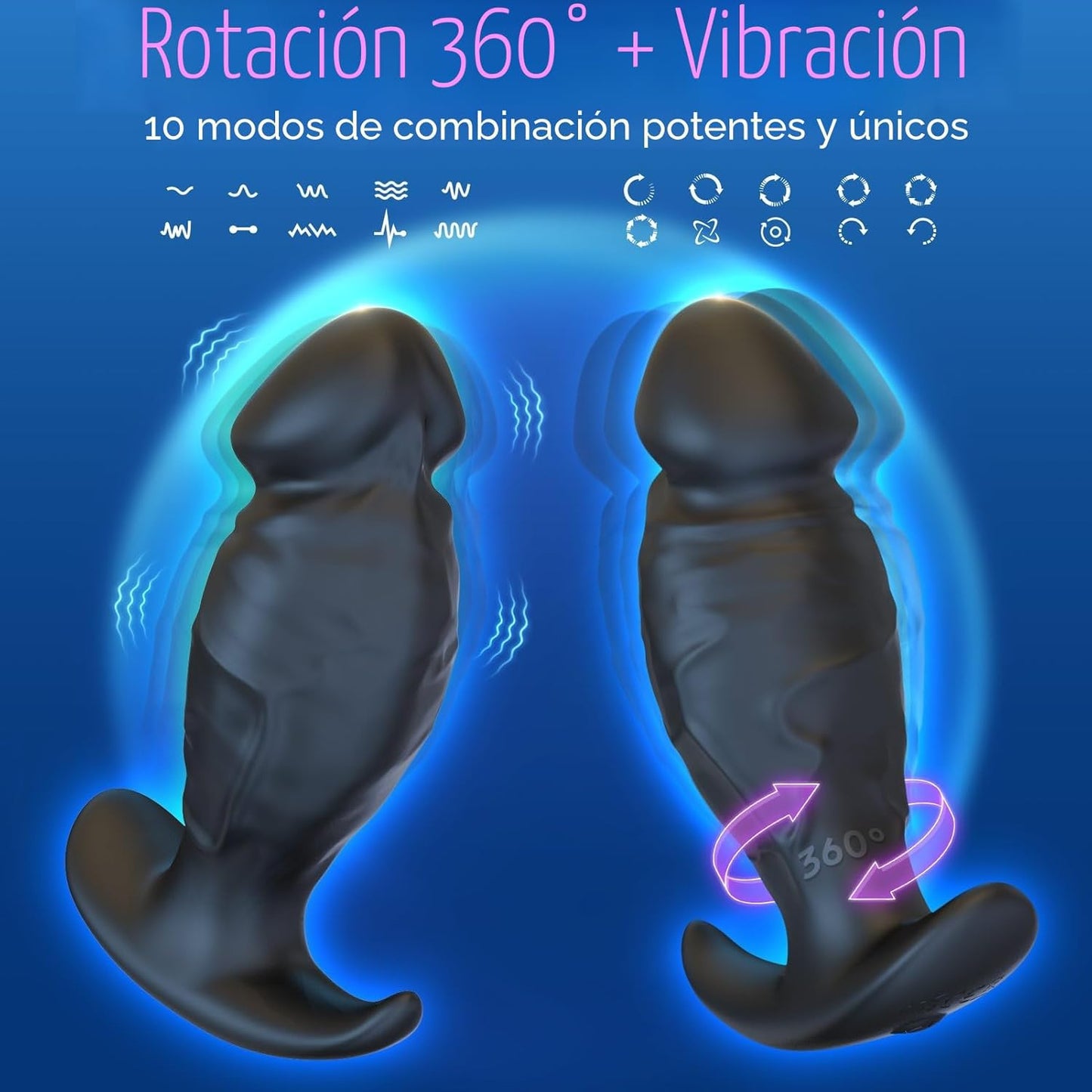 Mtsige vibrador anal con dilatador de 360° de rotación y vibración con 10 frecuencias controladas por APP, juguetes sexuales anales de silicona - Sex Shop 502