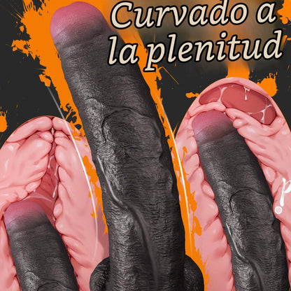 Consolador grande y grueso de 6.5 pulgadas con punta de melocotón regordeta ,  10.8 pulgadas con fuerte ventosa
