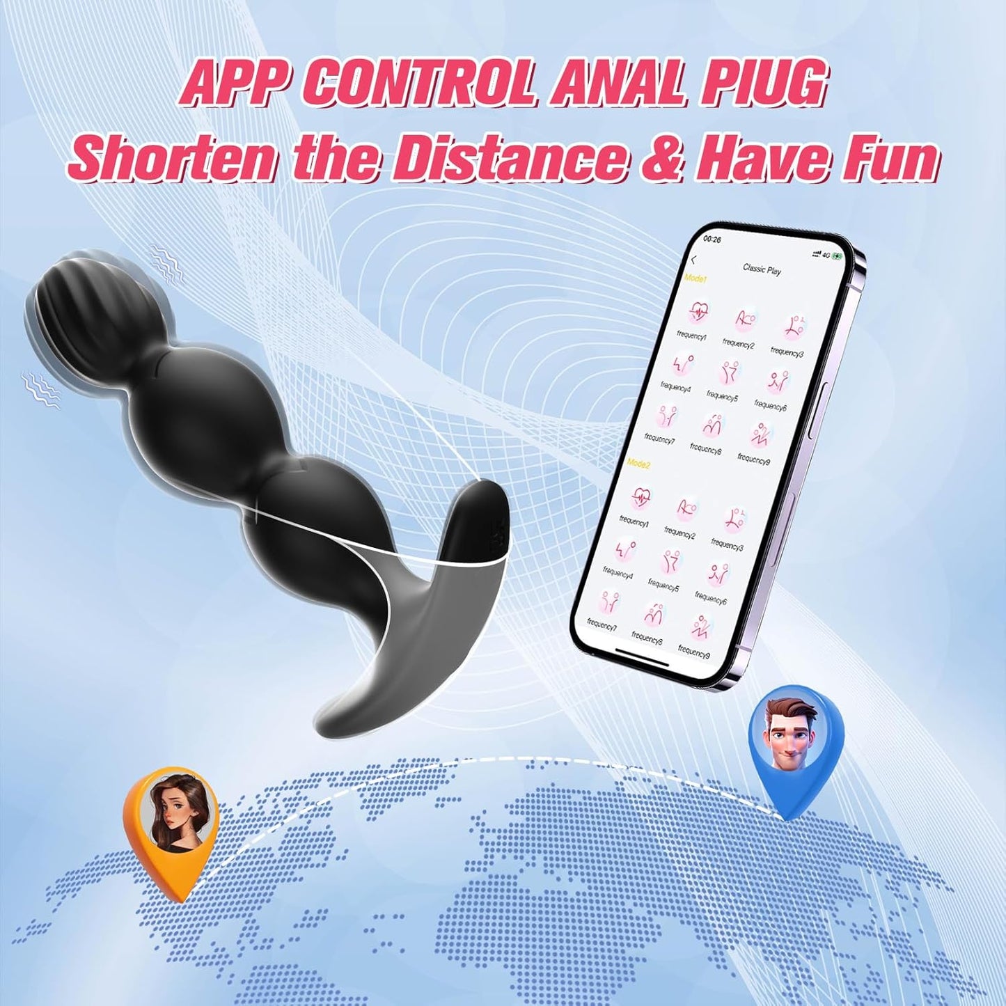 APP - Vibrador de enchufe anal, juguetes sexuales anales para hombres con 9 modos de vibración, vibradores masajeadores de próstata de silicona de seguridad, cuentas anales, tapón anal, juguetes