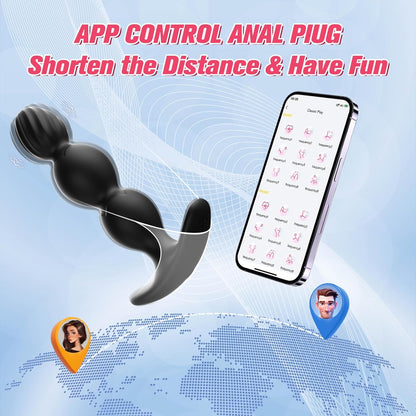 APP - Vibrador de enchufe anal, juguetes sexuales anales para hombres con 9 modos de vibración, vibradores masajeadores de próstata de silicona de seguridad, cuentas anales, tapón anal, juguetes