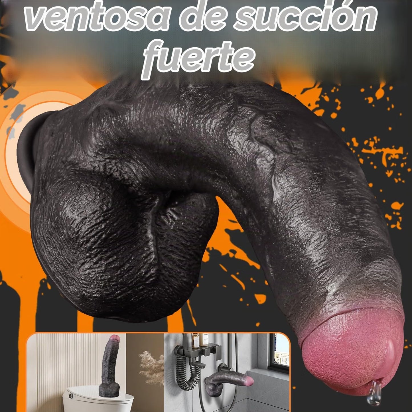Consolador grande y grueso de 6.5 pulgadas con punta de melocotón regordeta ,  10.8 pulgadas con fuerte ventosa
