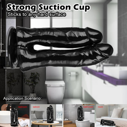 Consolador de doble extremo con fuerte ventosa, juego de punto G vaginal, consolador flexible y realista de doble cabeza para mujeres y parejas lesbianas - Sex Shop 502