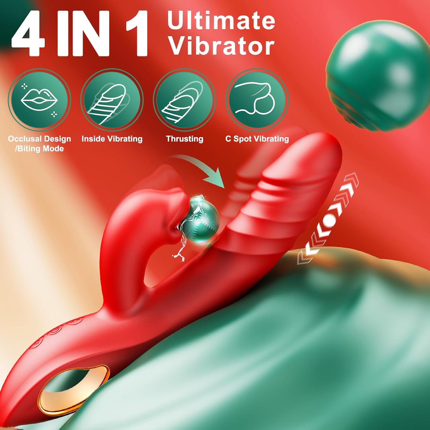 Consolador de empuje vibrador juguetes sexuales para adultos, vibradores de punto G 4 en 1, estimulador de lengua, estimulador del clítoris, juguetes sexuales con 10 vibradores, 5 modos de mordida de - Sex Shop 502
