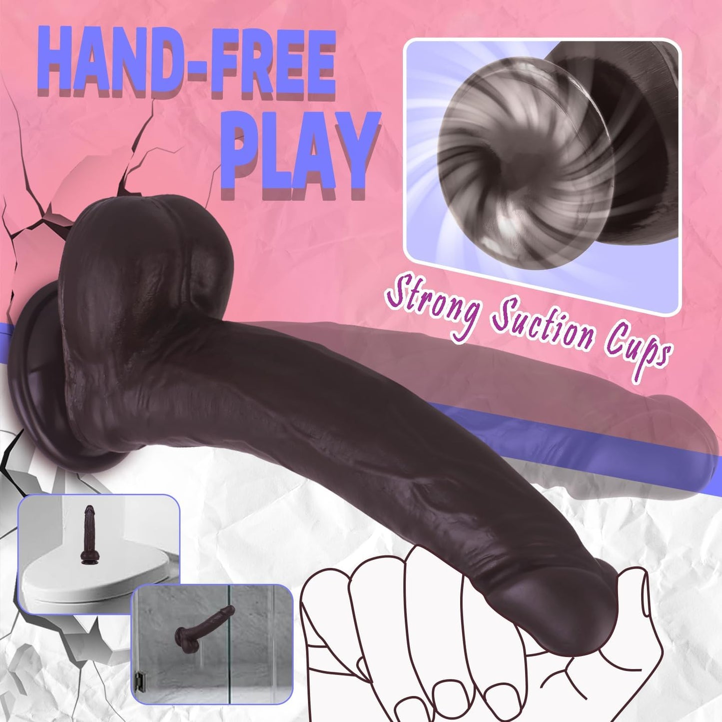 Consolador realista de 8 pulgadas de largo, suave y flexible, juguete sexual con fuertes ventosas para mujeres y hombres, juguete de estimulación del punto G, pene falso realista para juego anal - Sex Shop 502
