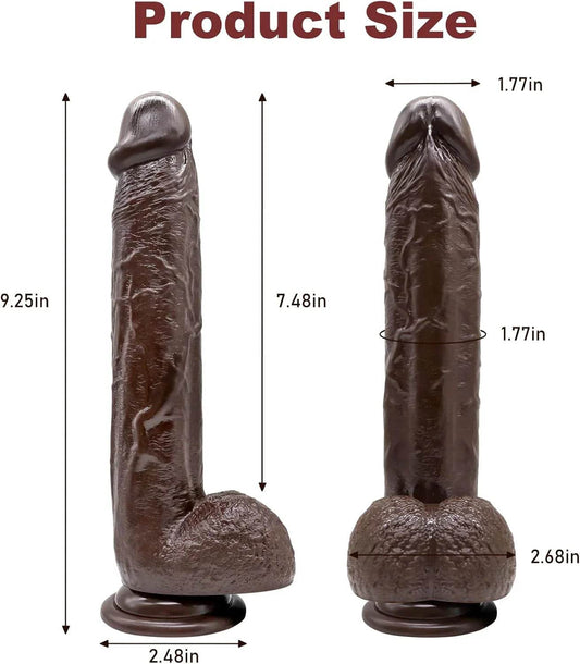 Consolador realista de 9.25 pulgadas para adultos, juguetes sexuales para mujeres, estimulador anal de punto G con fuerte ventosa para jugar con manos libres, material seguro para el cuerpo, - Sex Shop 502