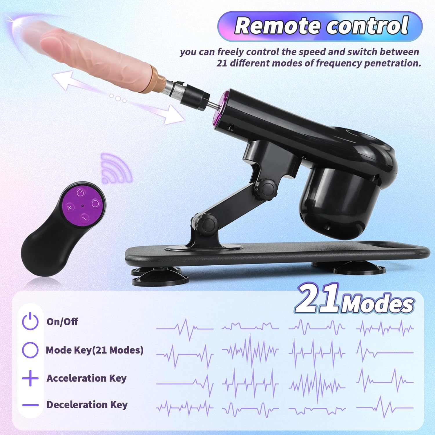 Máquina sexual, máquina sexual de empuje automática para mujeres y hombres, máquina de amor con conector 3XLR con consolador y accesorios de ventosa, control remoto, máquina de consolador ajustable - Sex Shop 502