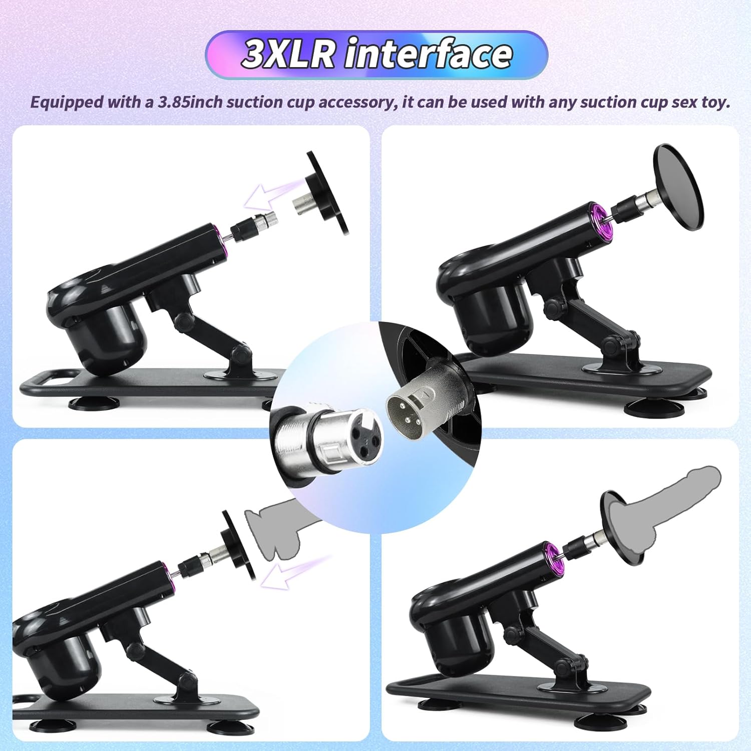 Máquina sexual, máquina sexual de empuje automática para mujeres y hombres, máquina de amor con conector 3XLR con consolador y accesorios de ventosa, control remoto, máquina de consolador ajustable - Sex Shop 502