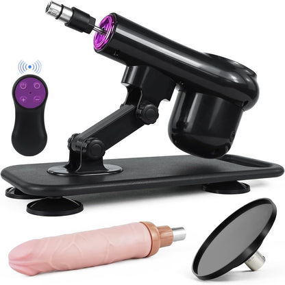 Máquina sexual, máquina sexual de empuje automática para mujeres y hombres, máquina de amor con conector 3XLR con consolador y accesorios de ventosa, control remoto, máquina de consolador ajustable - Sex Shop 502
