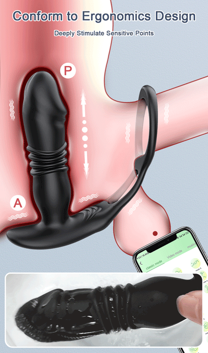 Masajeador de próstata telescópico con Control por aplicación para hombres, Juguetes sexuales, vibrador Anal, tapón Anal, culo, consolador Anal, tapón de botón con Bluetooth, 9 modos - Sex Shop 502