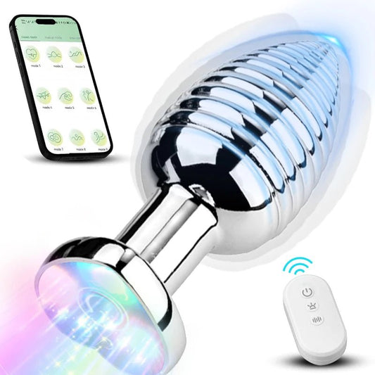 Plug de Metal con Control remoto inalámbrico , masturbación Anal, Color deslumbrante, vibración luminosa, forma de espiral, Juguetes sexuales para adultos - Sex Shop 502