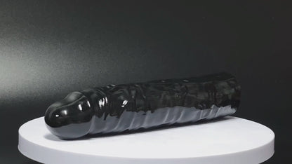 Extensor de manga de pene negro reutilizable con textura realista, extensor de polla seguro para el cuerpo, elástico, ultra suave, aplicativo para hombres y parejas