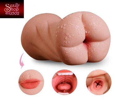 SEXO ANAL Y ORAL CON ESTE MASTURBADOR REALISTA EN FORME DE BOCA Y ANO PARA TU PENE - Sex Shop 502