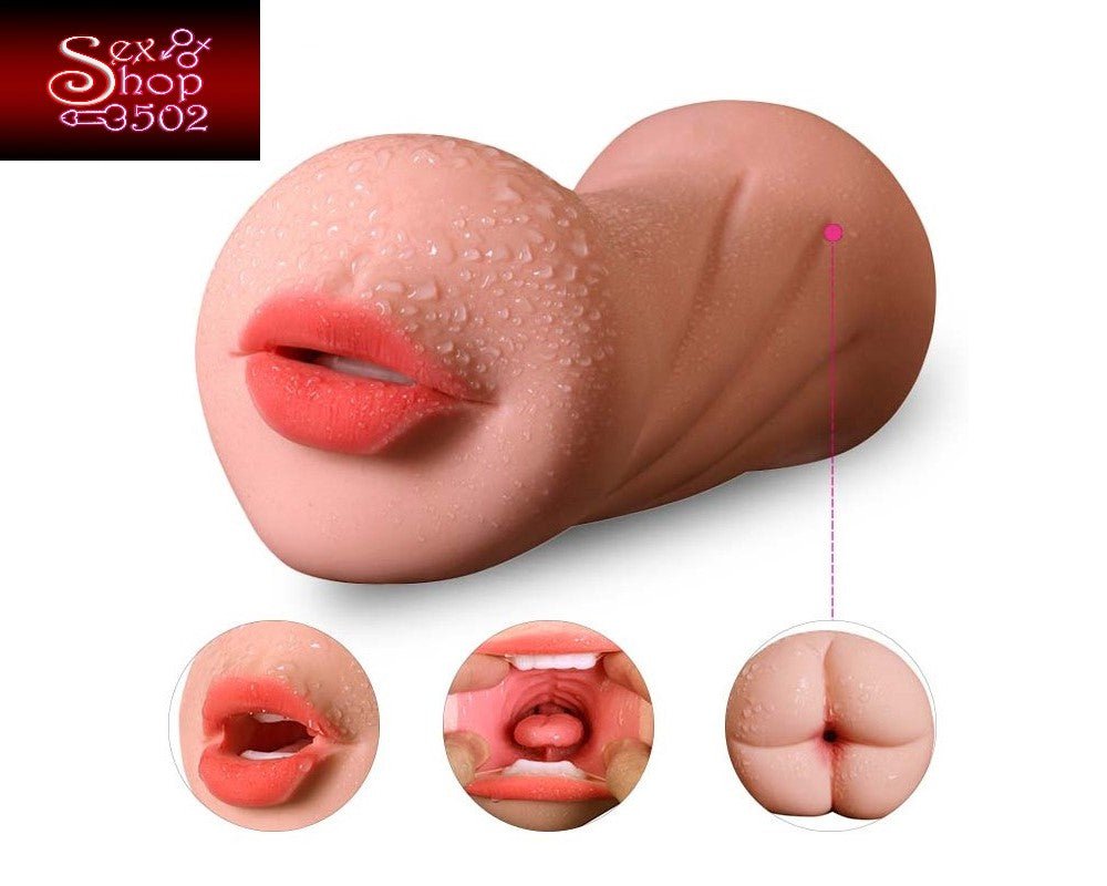 SEXO ANAL Y ORAL CON ESTE MASTURBADOR REALISTA EN FORME DE BOCA Y ANO PARA TU PENE - Sex Shop 502