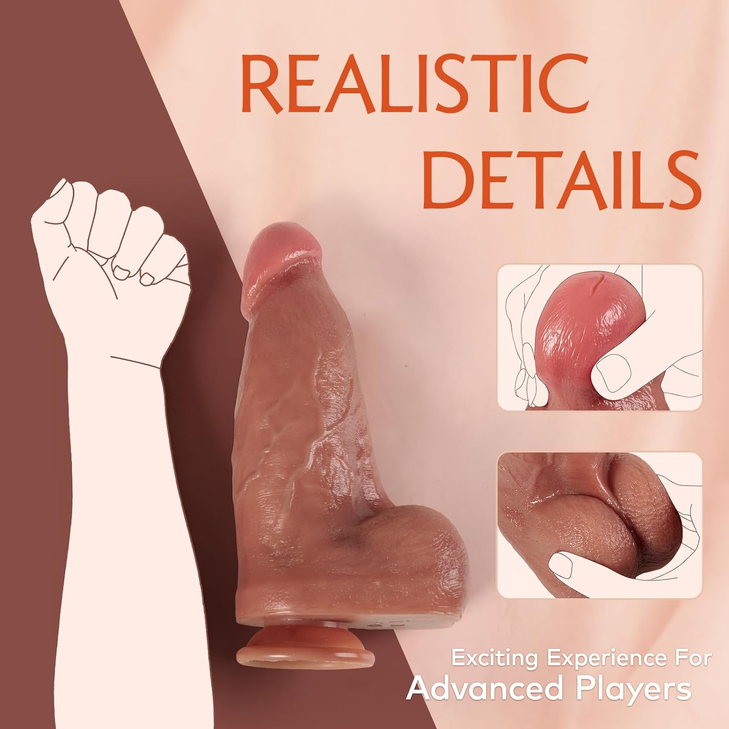 Vibrador de empuje grueso de 3 pulgadas de diámetro, enormes consoladores realistas con vibración de empuje para juego anal avanzado del punto G, juguete sexual gigante de silicona para mujeres y hombres - Sex Shop 502