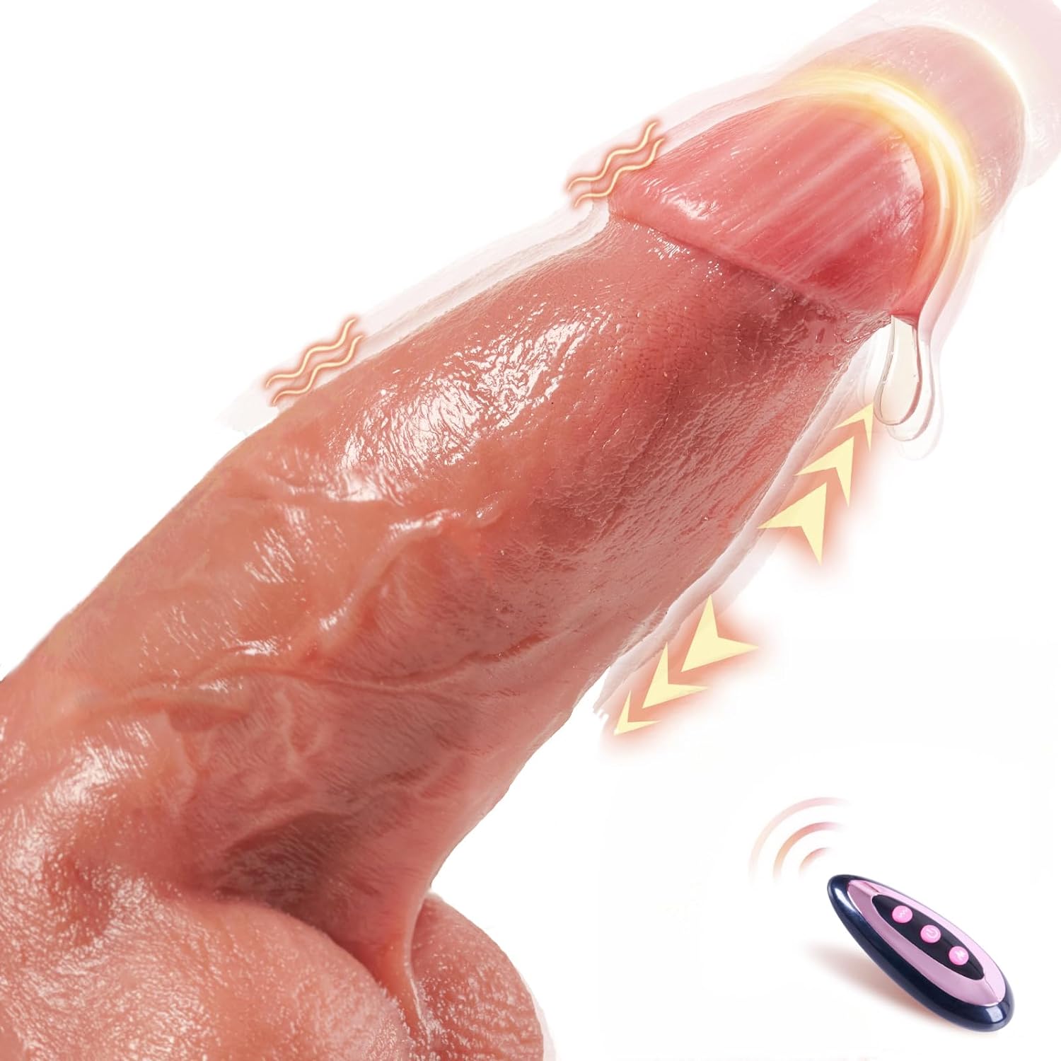 Vibrador de empuje grueso de 3 pulgadas de diámetro, enormes consoladores realistas con vibración de empuje para juego anal avanzado del punto G, juguete sexual gigante de silicona para mujeres y hombres - Sex Shop 502
