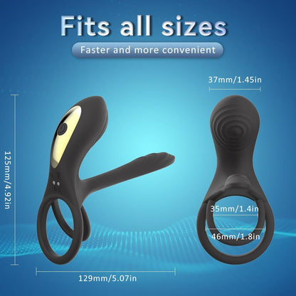 Vibrador de pareja con anillo de pene doble, 10 modos de vibración de punto G y simulador de clítoris, vibrador 3 en 1, recargable, impermeable, juguete sexual para adultos con control remoto para pareja - Sex Shop 502