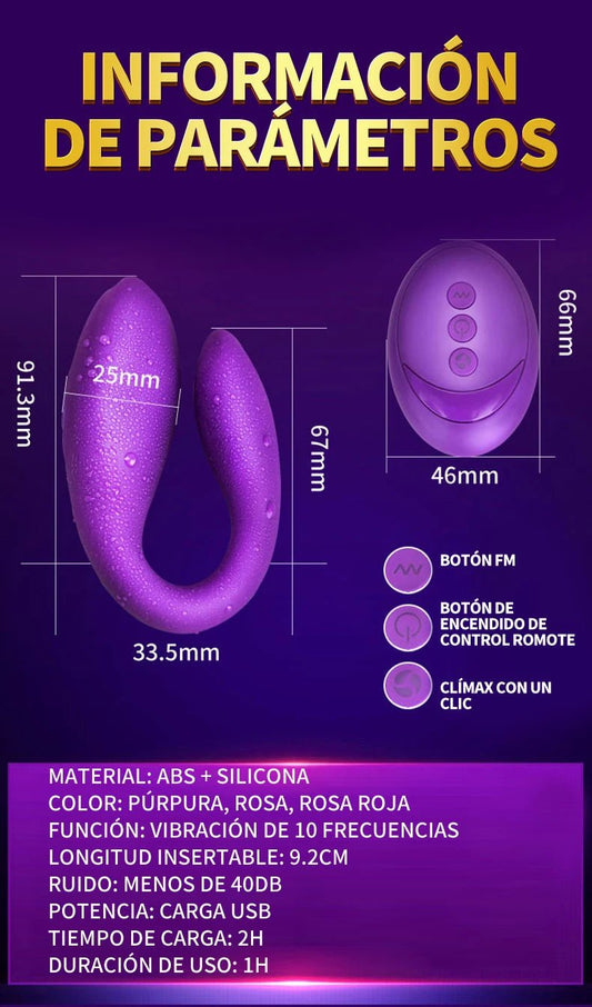 VIBRADOR inalámbrico para parejas, recargable por USB consolador, estimulador de silicona para el punto G, doble vibrador, juguete sexual para mujer - Sex Shop 502