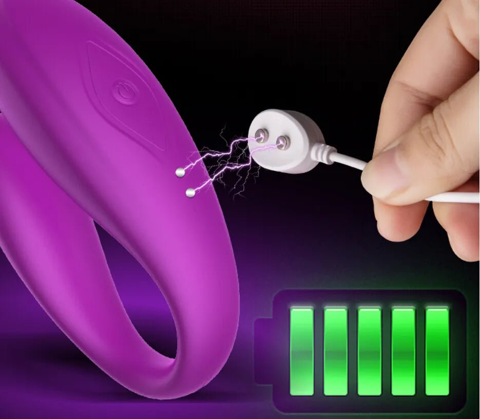 VIBRADOR inalámbrico para parejas, recargable por USB consolador, estimulador de silicona para el punto G, doble vibrador, juguete sexual para mujer - Sex Shop 502