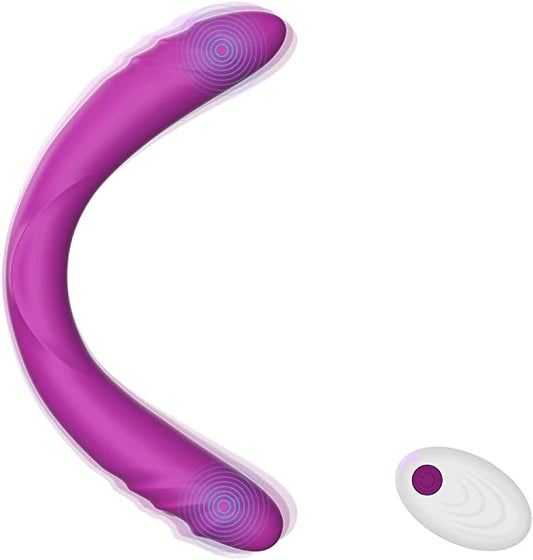 Vibrador realista de doble extremo vibrador de punto G – Masajeador de silicona inalámbrico sin tirantes de 14.8 pulgadas para mujeres, juguetes sexuales recargables para adultos con 7 vibraciones - Sex Shop 502