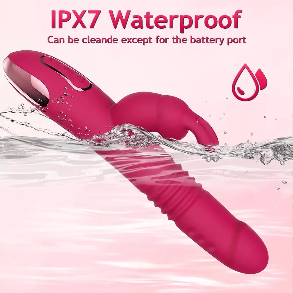 Vibrador telescópico de conejo, bola rodante, masaje vagina, vibración, estimulación, punto G, masturbación, orgasmo, pareja, juguetes sexuales para mujeres (rojo) - Sex Shop 502