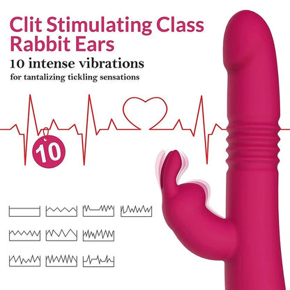 Vibrador telescópico de conejo, bola rodante, masaje vagina, vibración, estimulación, punto G, masturbación, orgasmo, pareja, juguetes sexuales para mujeres (rojo) - Sex Shop 502